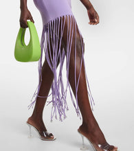 Rotate Fringe-trimmed jersey maxi dress