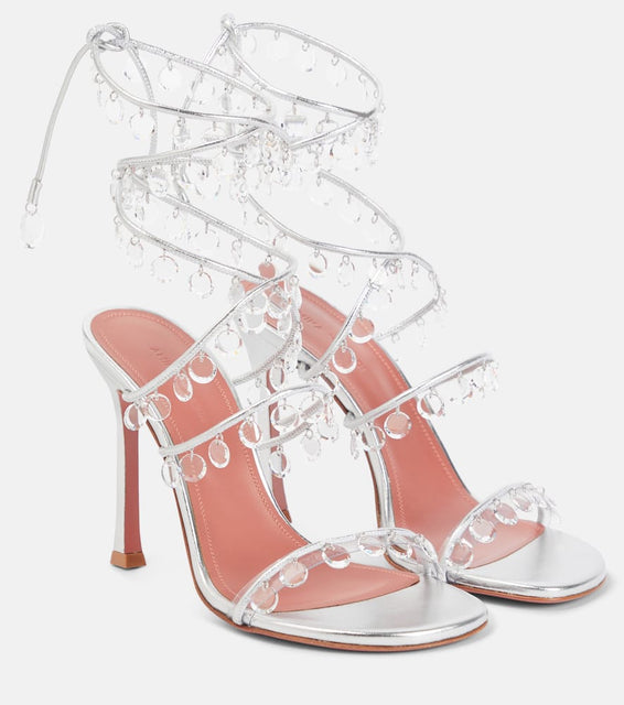 Amina Muaddi Tina embellished leather sandals