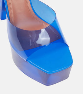 Amina Muaddi Dalida Glass PVC platform mules
