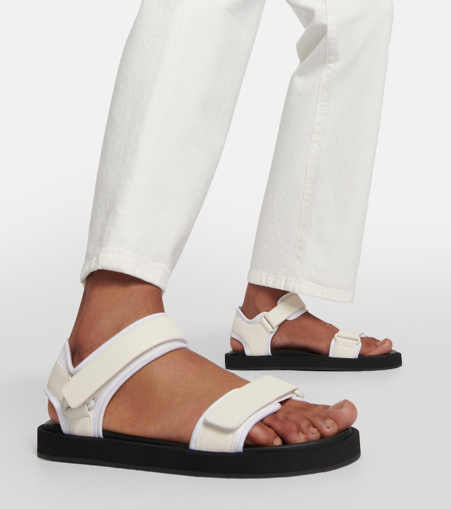 The Row Hook and Loop leather sandals in White - Flat Sandals