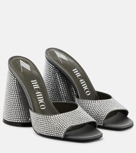 The Attico Luz crystal-embellished leather mules