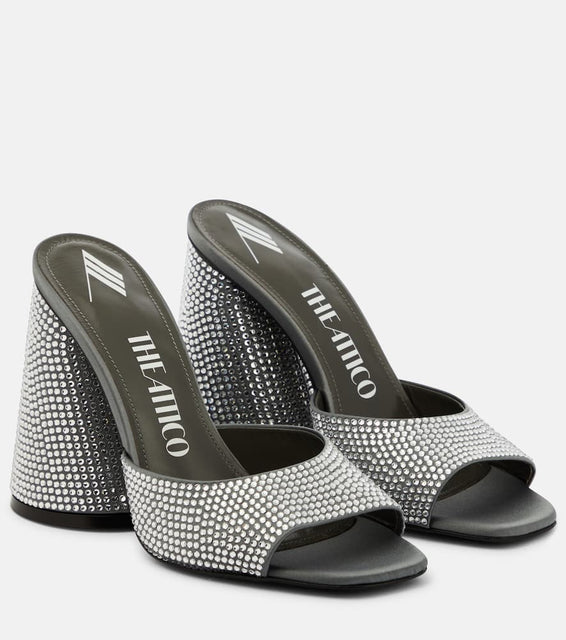 The Attico Luz crystal-embellished leather mules