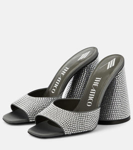 The Attico Luz crystal-embellished leather mules