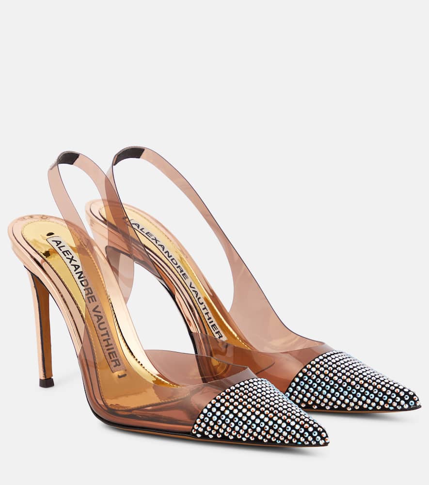 Alexandre Vauthier Crystal-embellished PVC slingback pumps