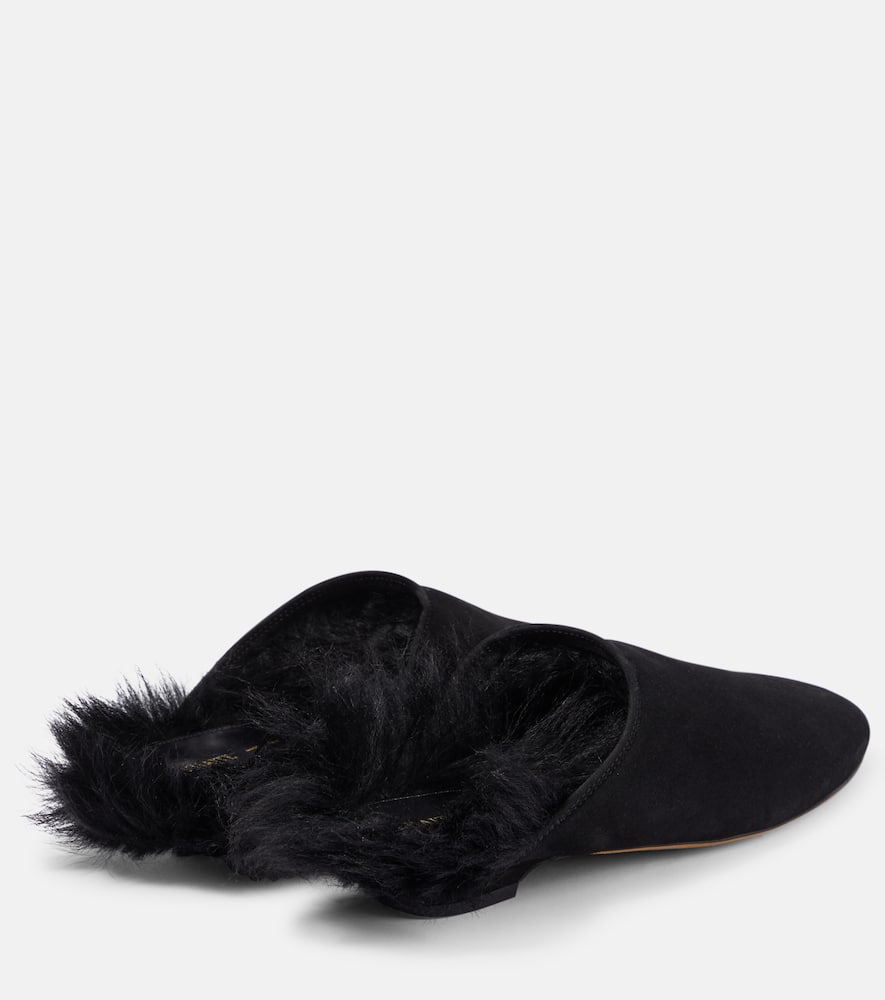 Khaite Otto shearling-trimmed suede mules