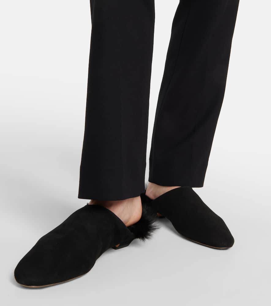 Khaite Otto shearling-trimmed suede mules