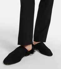 Khaite Otto shearling-trimmed suede mules