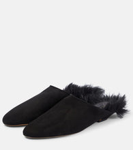 Khaite Otto shearling-trimmed suede mules