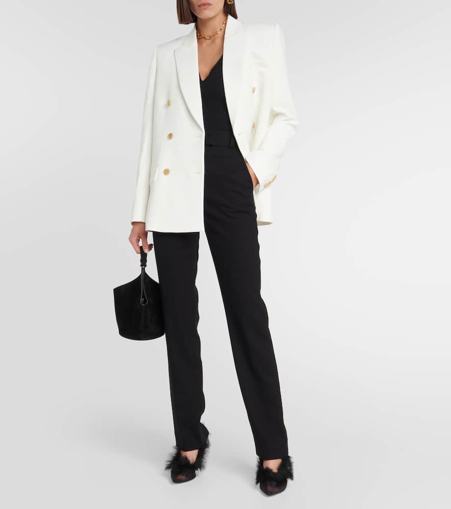 Khaite River shearling-trimmed mesh pumps