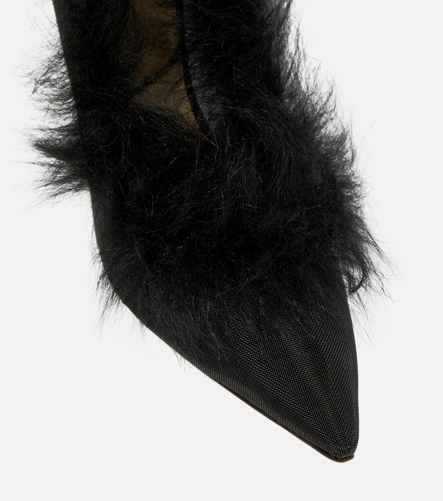 Khaite River shearling-trimmed mesh pumps