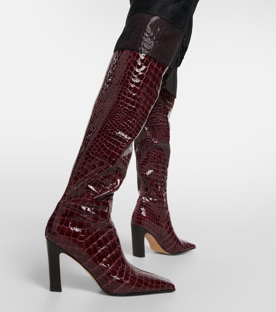 Khaite Snake-effect leather knee-high boots