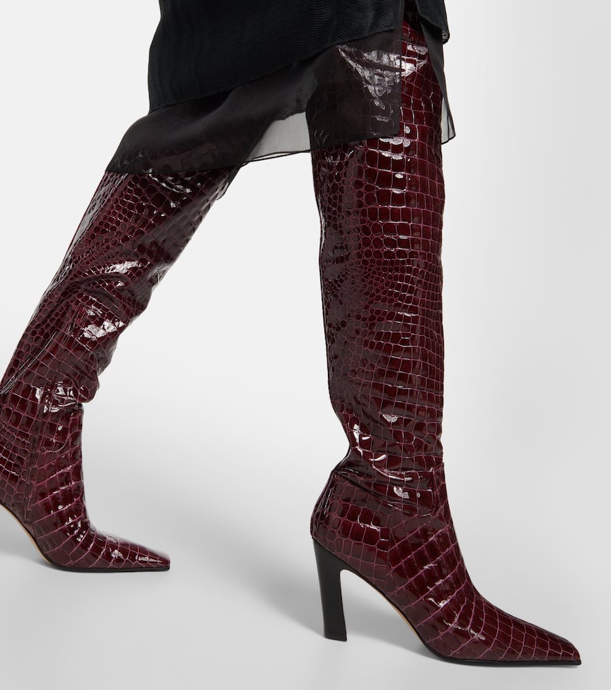 Khaite Snake-effect leather knee-high boots