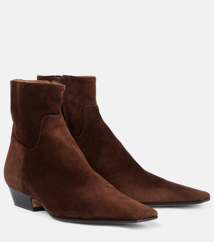 Khaite Marfa suede Chelsea boots (Brown) - Mid Heel Boots