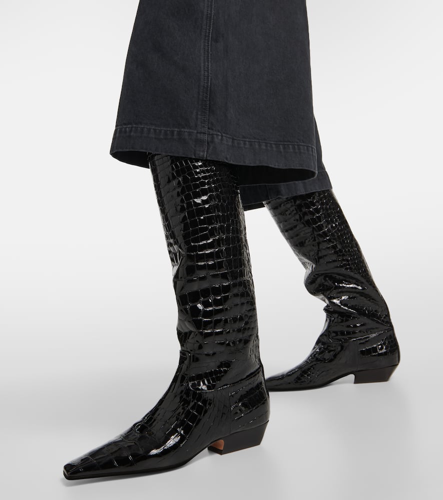 Khaite Croc-effect patent leather knee-high boots
