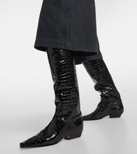 Khaite Croc-effect patent leather knee-high boots
