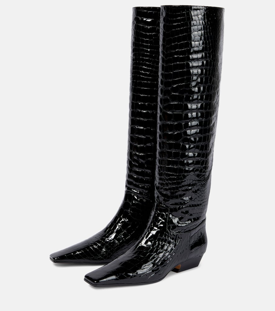 Khaite Croc-effect patent leather knee-high boots