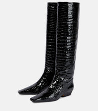 Khaite Croc-effect patent leather knee-high boots