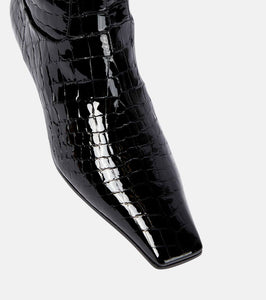 Khaite Croc-effect patent leather knee-high boots