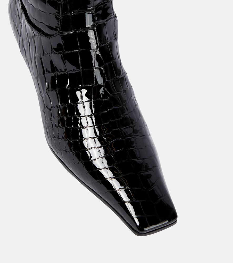 Khaite Croc-effect patent leather knee-high boots