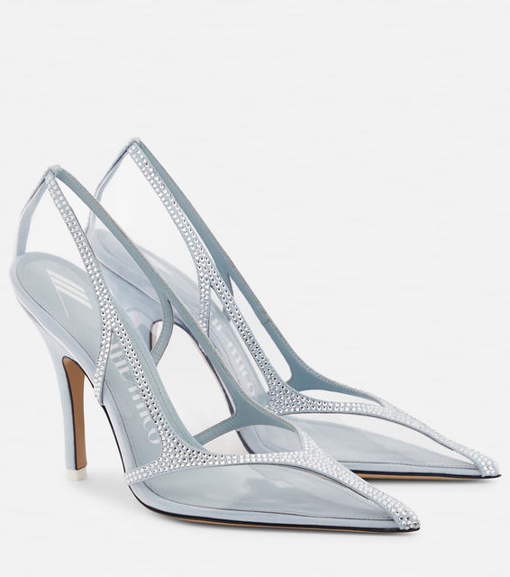 The Attico Venus Chrome PVC and suede pumps