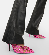 The Attico Grid crystal-embellished suede pumps