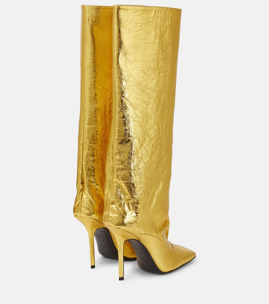 The Attico Sienna crinkled laminated leather knee-high boots 105mm