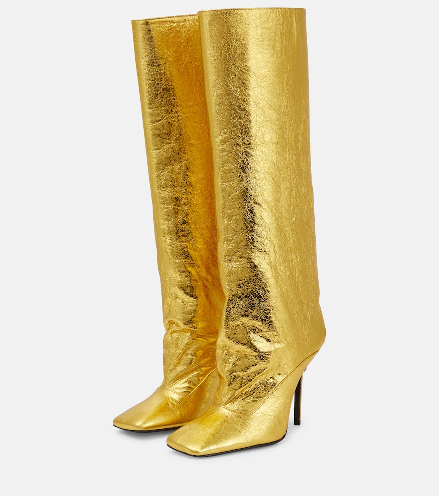 The Attico Sienna crinkled laminated leather knee-high boots 105mm