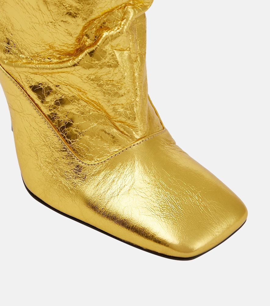 The Attico Sienna crinkled laminated leather knee-high boots 105mm