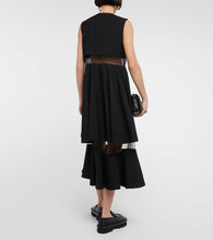 Noir Kei Ninomiya Mesh-trimmed wool midi dress