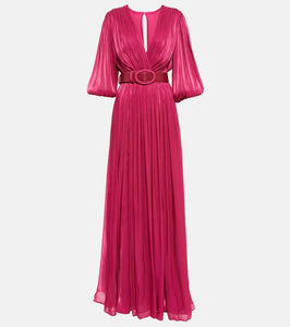 Costarellos Mira pleated georgette gown