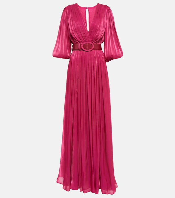 Costarellos Mira pleated georgette gown