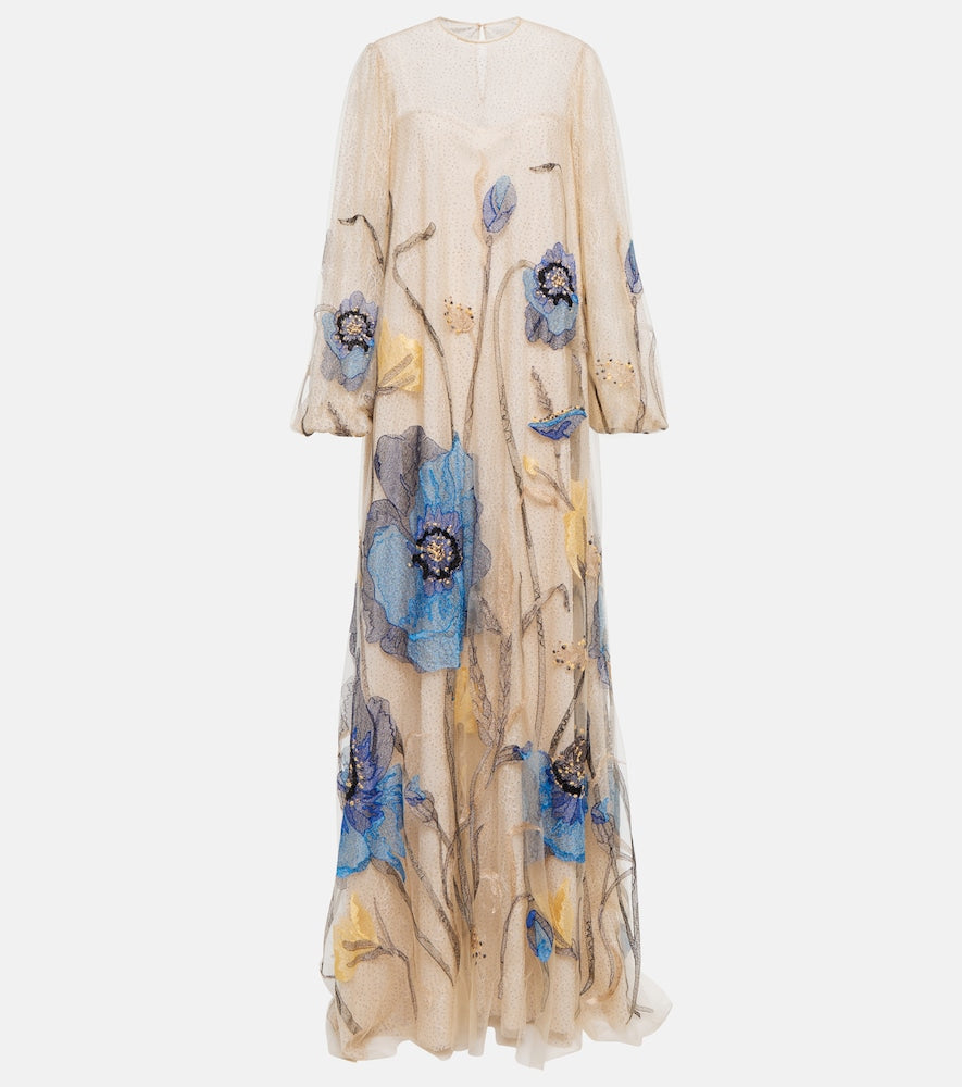 Costarellos Yesenia embroidered tulle and lace gown. Costarellos Yesenia 刺绣薄纱蕾丝礼服