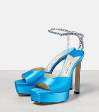 Jimmy Choo Saeda 125 embellished satin platform sandals
