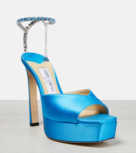 Jimmy Choo Saeda 125 embellished satin platform sandals