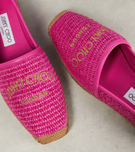Jimmy Choo Brie Flat logo raffia espadrilles