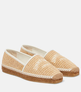 Jimmy Choo Brie Flat logo raffia espadrilles