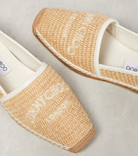 Jimmy Choo Brie Flat logo raffia espadrilles
