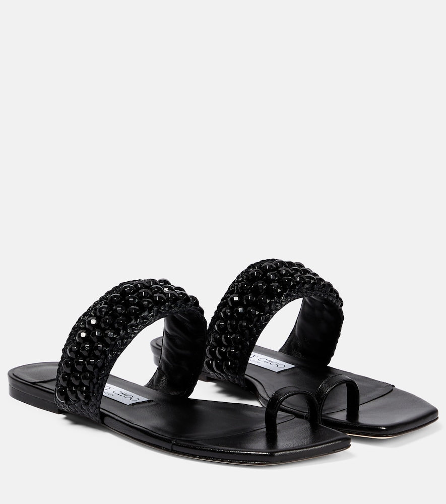 Jimmy Choo Amoure Flat embellished raffia sandals