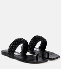 Jimmy Choo Amoure Flat embellished raffia sandals - Jimmy Choo Amoure 平底装饰拉菲草凉鞋