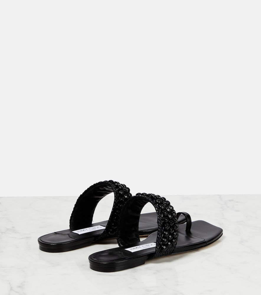 Jimmy Choo Amoure Flat embellished raffia sandals