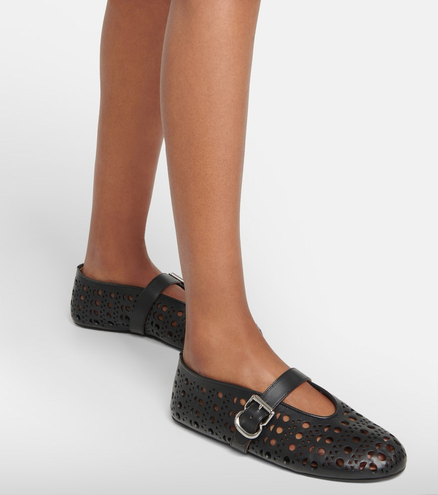 Alaia Vienne leather ballet flats