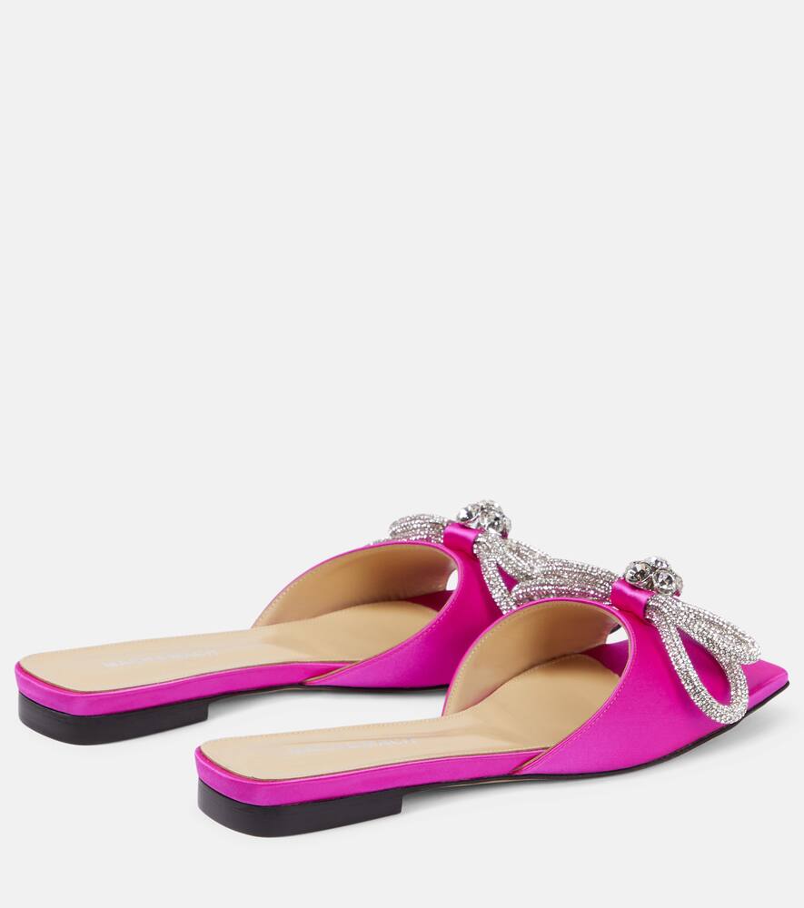 Mach & Mach Double Bow embellished satin mules