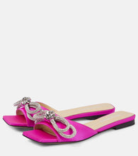 Mach & Mach Double Bow embellished satin mules