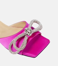 Mach & Mach Double Bow embellished satin mules