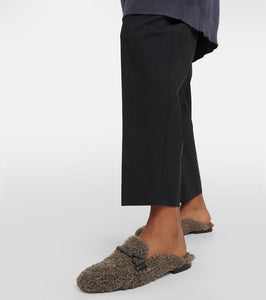 Brunello Cucinelli Embellished shearling slippers