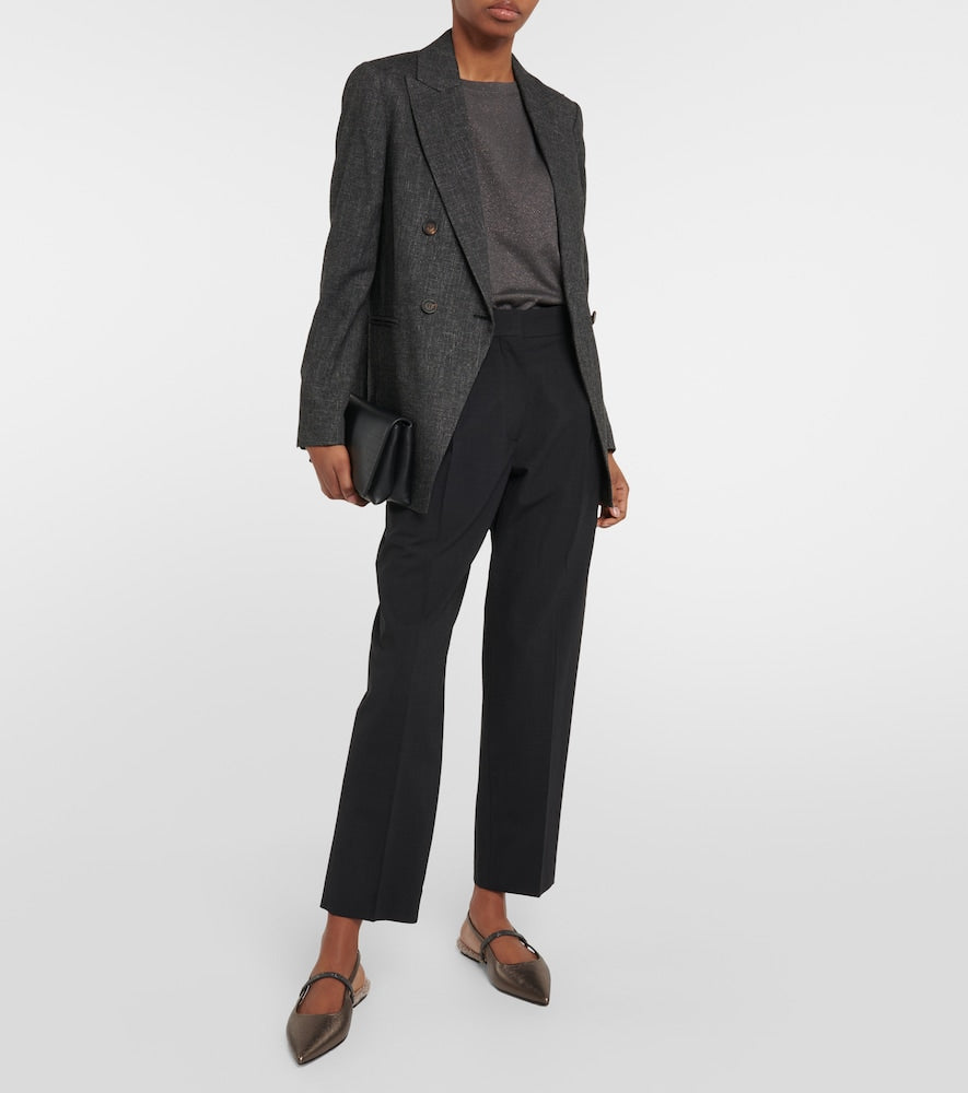 Brunello Cucinelli Embellished leather slingback flats