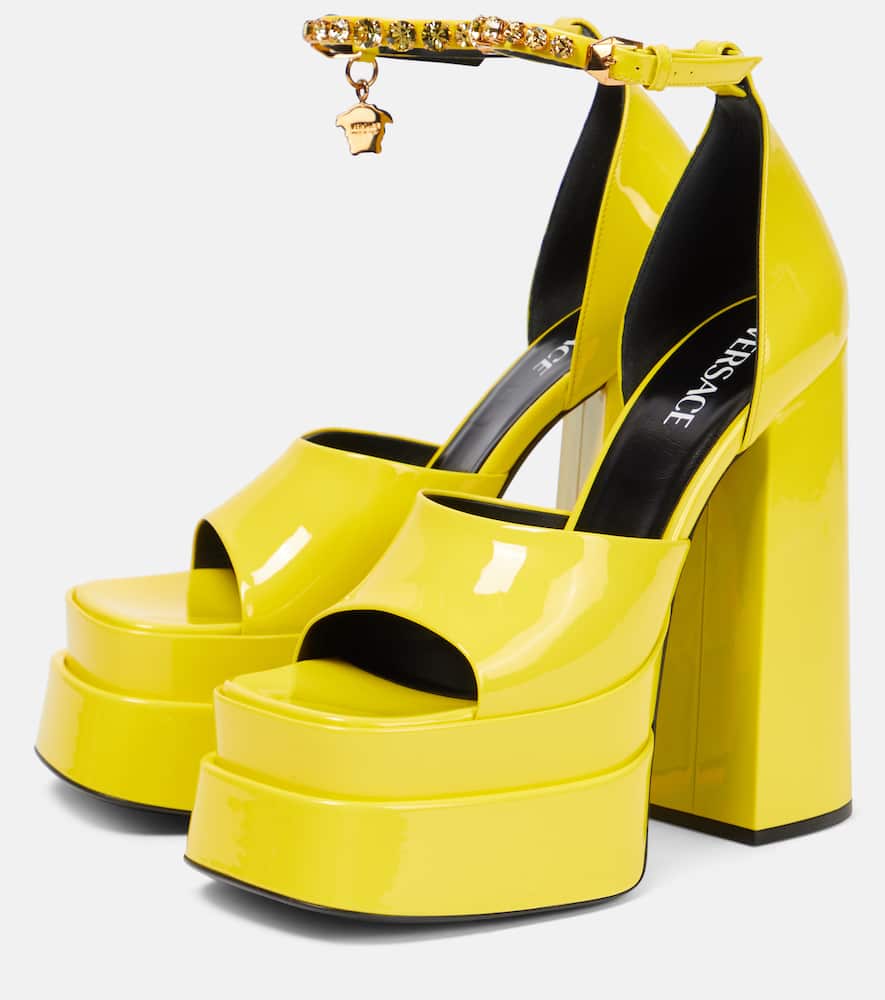 Versace Medusa Aevitas patent leather platform sandals