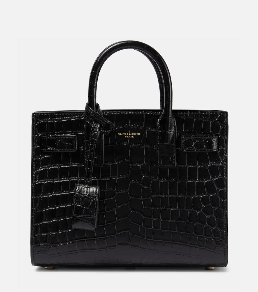 Saint Laurent Sac De Jour Nano croc-effect leather tote bag - Saint Laurent Sac De Jour Nano 仿鳄鱼纹皮革托特包