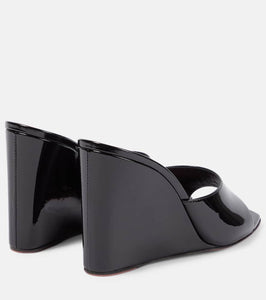 Amina Muaddi Lupita patent leather wedge mules