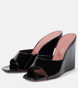 Amina Muaddi Lupita patent leather wedge mules
